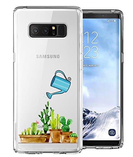 Samsung Galaxy Note 8 Case Cactus Design Pattern Clear Transparent Protective Tpu Soft Phone Case(Cactus)