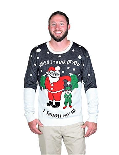 RWB I Touch My Elf Ugly Christmas Sweater Pullover Slim Fit