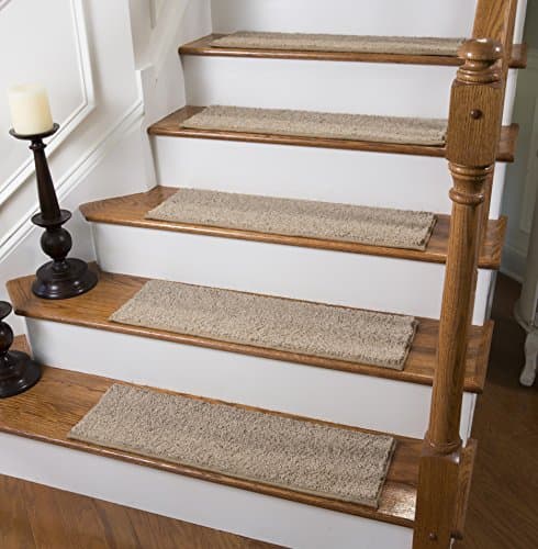 Caprice Traditional Carpet Stair Tread with Adhesive Padding - 9" Deep, by Tread Comfort (1 x 31" Wide Tread, Brownstone)