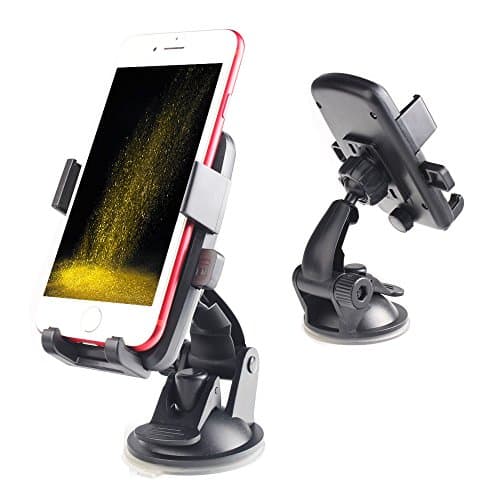 Car Phone Holder,One-Touch Design Dashboard &amp; Windshield Car Phone Mount for iPhone 7/7Plus/6s/6Plus/5S, Galaxy S5/S6/S7/S8, Google Nexus, Huawei and More