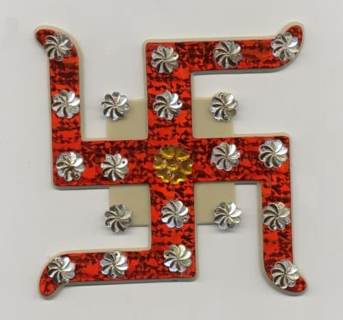 Adhesive Sticker Plastic Moti Diamond Embossed Swastik (Style