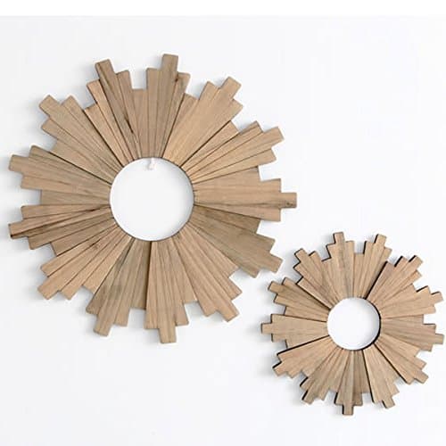 KGTECH Rustic Style Sun Shape Vintage Wooden Plaques for Crafts Home Wall Decorative Wood Trim Ready to Hang (2 Panels)