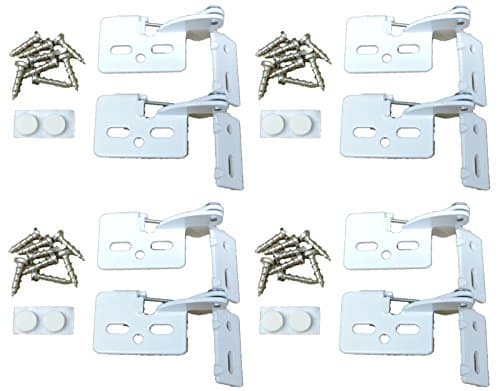 8 YOUNGDALE #5 White Gloss 5/16 Overlay 5/8-1" Thick Door Concealed Snap Close Cabinet Hinges Frameless Framed Face Bumpers Screws Easy Simple Installation Table Saw Plunge Router Notch Embedded