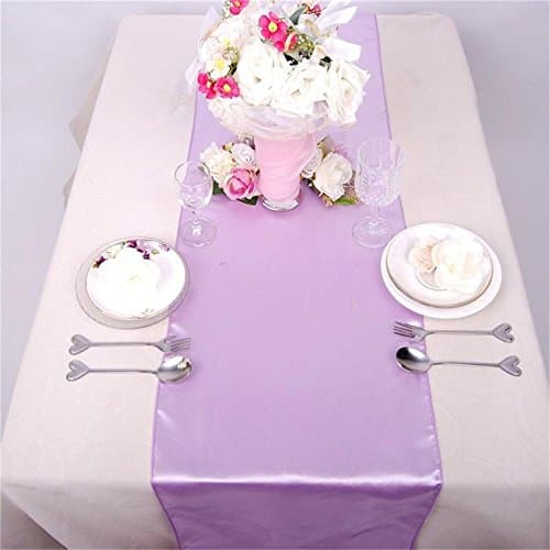 Table Runners 108 Inches ( 12 Inches Width ) Lavender Satin Table Runner Placemat for Office Kitchen Dining Wedding Party Decorations Pack of 10 By PAIPIE