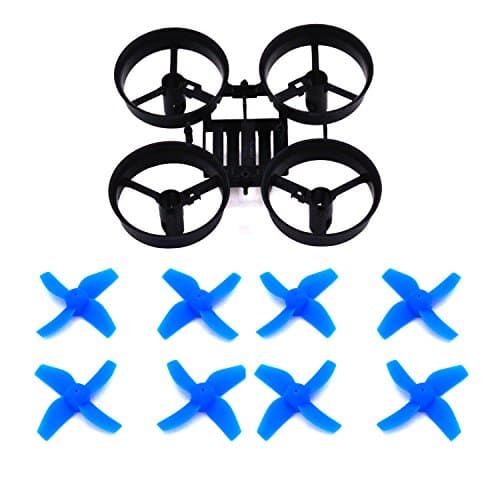 LHI RC Quadcopter Frame Black and 8pcs Propellers Blue for Tiny Whoop Blade Inductrix or Eachine E010