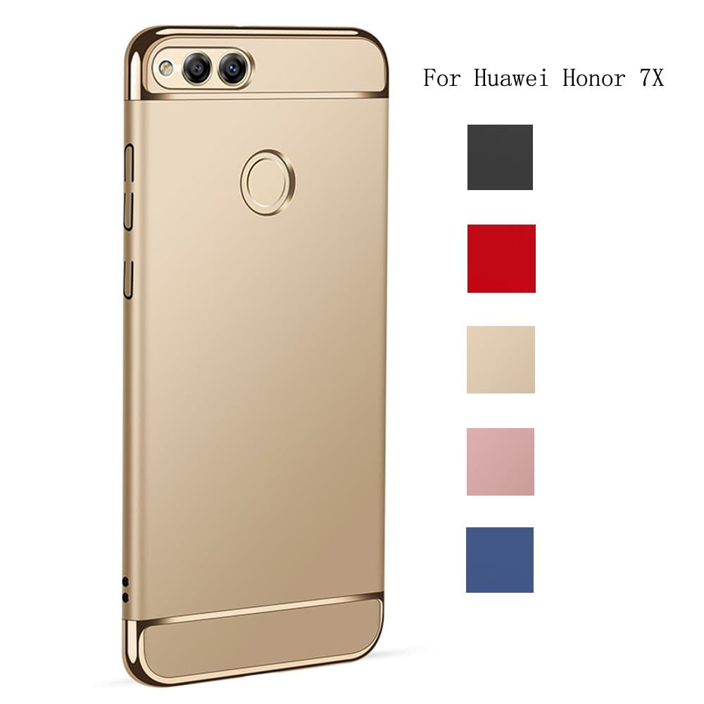 HUAWEI Honor 7X Case,AMASELL 3 in 1 Case Electroplating Anti-Scratches Ultra Thin Hard PC Phone Shell Shcokproof Premium Slim Protective Case Cover for HUAWEI Honor 7X,Gold