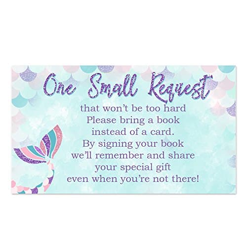 Mermaid Baby Shower Bring a Book Insert - 50 Count