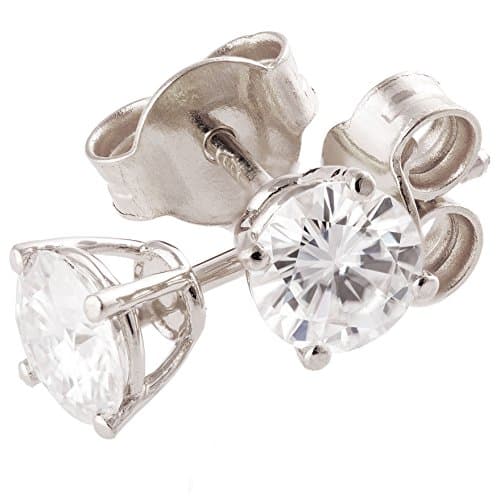 18K Solid White Gold Unique Celtic Earrings For Women Set With 6.5mm Forever One Moissanite Stones