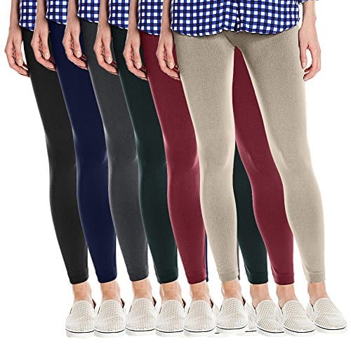 Women's Super Soft Fleece Lined Leggings, One Size - Pack of 6 - Set 2