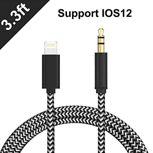 CHIULOIAN Aux Cord for iPhone,3.5mm Aux Cable for iPhone 7/X/8/8 Plus/XS Max/XR to Car Stereo or Speaker or Headphone Adapter, Support The Newest iOS 11.4/12 Version or Above (Black)