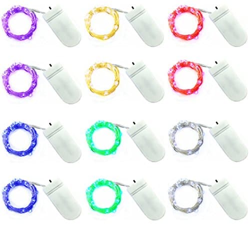 12 PCS Fairy String Lights DIGSELL 6.6 FT 20 Leds Silver Wire Battery Powered Fairy Rope Lights for Wedding Home Holiday ChristmasDecoration (6 Colors)