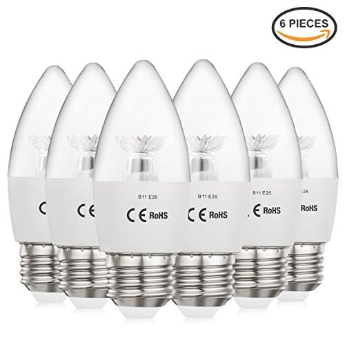 AED Lighting Candle Bulb LED Light Bulb Energy Saving 60watt Equivalent Led Bulb Non-Dimmable Daylight Ceiling Fan 6 Pack