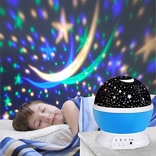 Star Projector | Night Lighting Lamp | YIDERN Star Sky Moon Romantic Rotating Projection [ 4 LED Beads, 3 Model Light ] for Children Kids Bedroom (Blue)