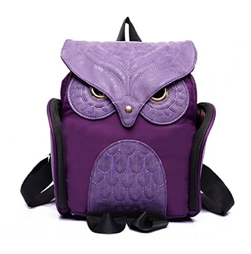SP-CHARMING Stylish Cool Owl Backpack Unique owl shape design chic and trendy (Purple)