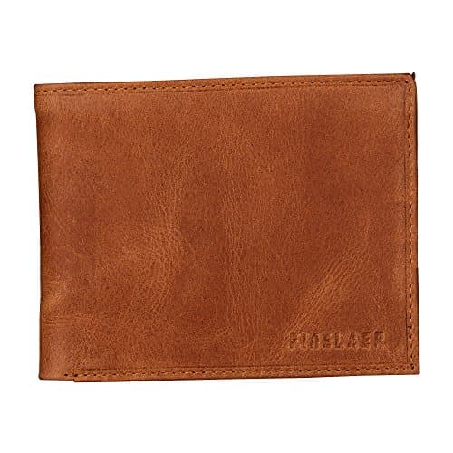 Finelaer Men Brown Leather Slim Billfold RFID Wallet