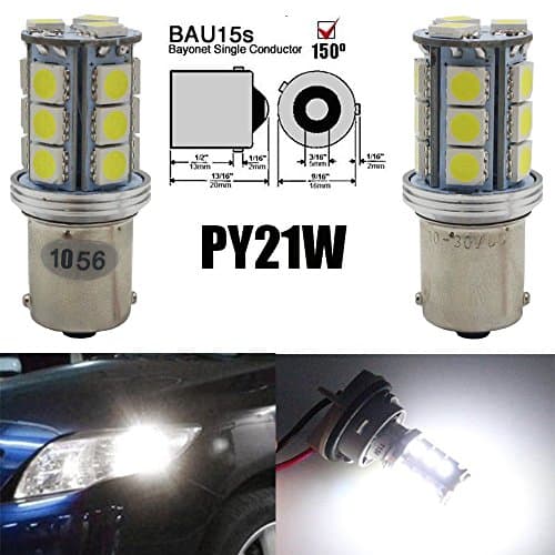 2-Pack 1056 BAU15S 7507 12496 Extremely Bright White LED Light,10-30V-DC,300Lums AMAZENAR 5050 18 SMD 1056 5009 Base Car Replacement Bulb For Tail Reverse BackUp Bulb Turn Signal Light Lamps