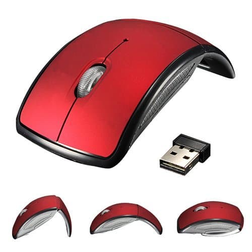 Mice DOOPOOTOO 2.4GHz USB Wireless Cordless Optical Mouse Mice For PC Laptop (Red Foldable)