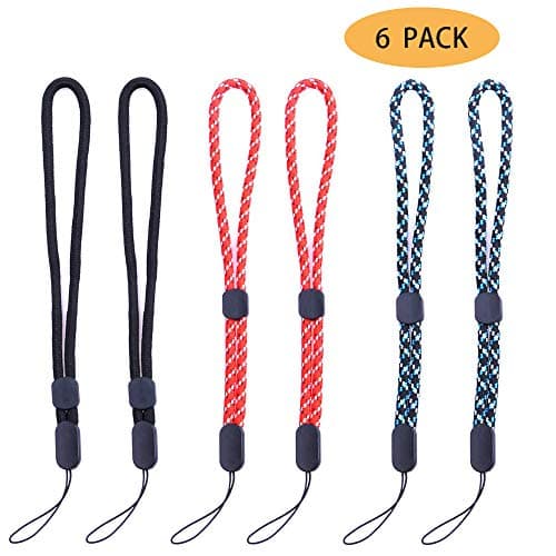 WENWELL 6PCS Adjustable Hand Wrist Strap Lanyard, Nylon Lanyard with Quick-Release for iPhone, Camera, Keychains, Cell Phone, USB Flash Drives and Other Portable Items, Black, Blue and Red