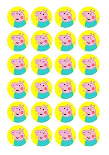 George Pig 24 pre-Cut Round Edible Cup Cake Topper Decorations