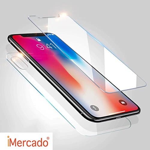 Screen Protector iPhone X iMercado (Pack of 2, Tempered Glass, Front and Back)