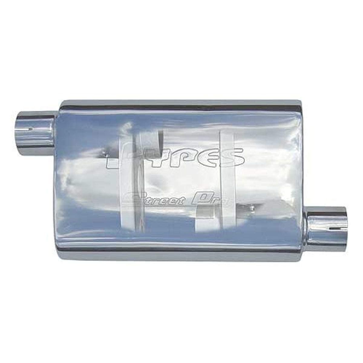 MVS10 14" Long 2-1/2" Offset Inlet 2-1/2" Offset Outlet Street Pro 409 Stainless Steel Muffler