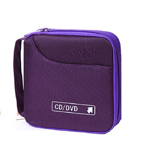 Ksmxos 32 Disc CD/DVD Portable Wallet CD Case Bag Storage Organizer Holder Protective DVD Storage Home Office and Travel - Purple