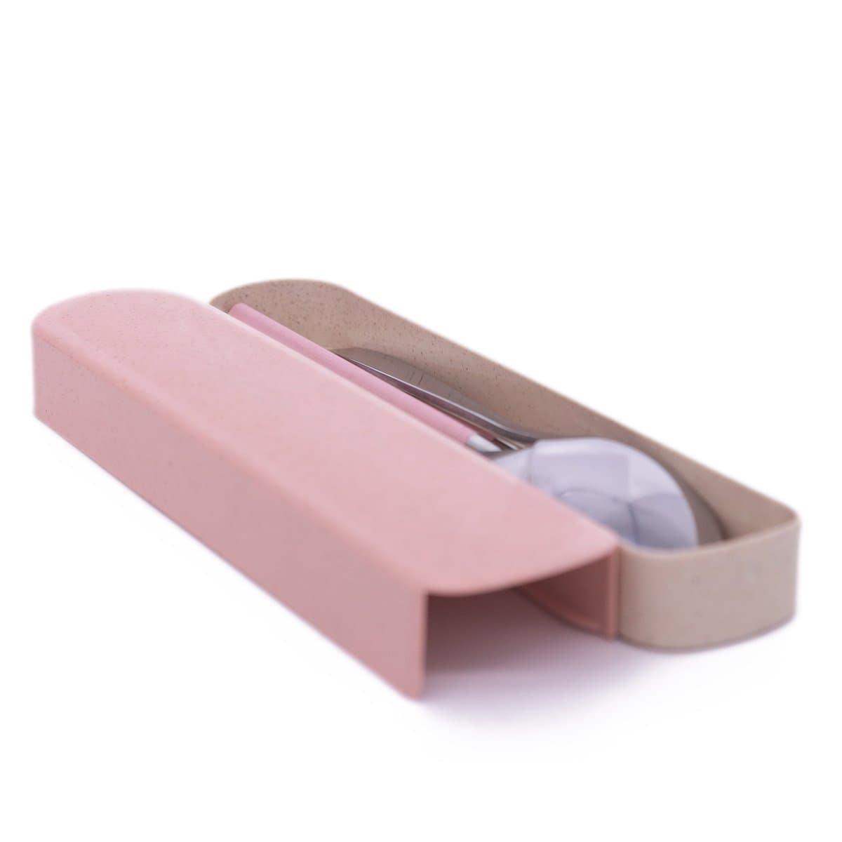 KUSOOFA Flatware Sets Fork Spoon Chopsticks Food Grade Stainless Steel Dinnerware Reusable Cutlery for Traveling Camping Picnic Working Hiking 3 Pieces (Light Pink)