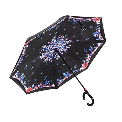 IdTravel Auto open Double Layer Inverted Umbrella and UV Protection Windproof &amp; Waterproof (Lan Yu)