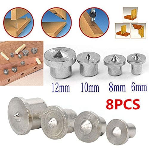 hengbaixin 8pcs/Set Dowel Joint Alignment Tool Center Locator Point Pin Woodworking Craft Clamp Steel Tools 6/8/10/12mm