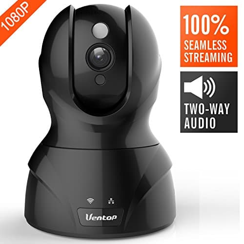 Ventop Indoor Wireless IP Camera - HD 1080p Network Security Surveillance Home Monitoring Featuring Motion Detection, Night Vision, PTZ, 2 Way Audio, iPhone Android Mobile App - PC WiFi Access