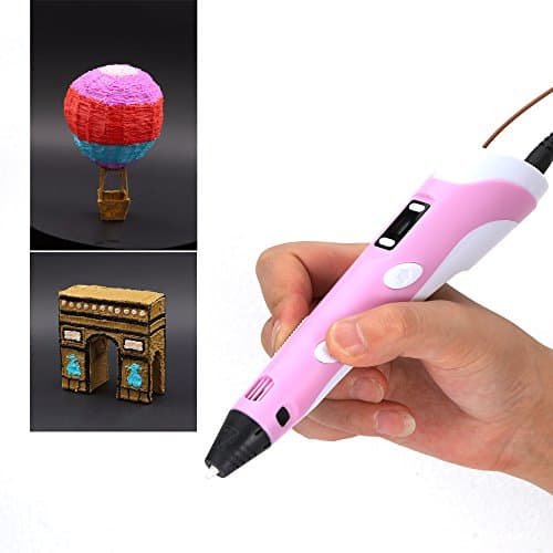 PinRui 3D Printing Pen for Kids with LCD Screen for Making Arts and Crafts with 1.75mm Filament (Pink)