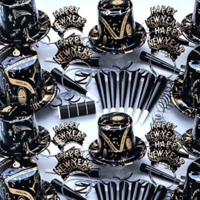 New Year's Ebony and Gold Party Assortment for"25" Pkg/1