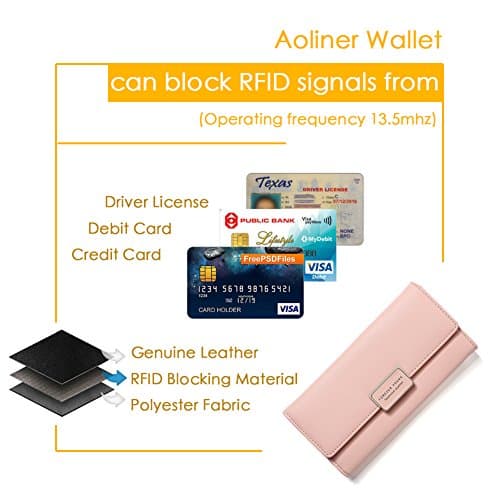 Aoliner Women RFID Blocking Multi Card Organizer Wallet for women Purse
