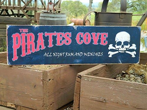 rustic rhetoric signs Man Cave Country Primitive Distressed Wood Print Sign 7.25" x 24" The Pirates Cove Halloween Sign