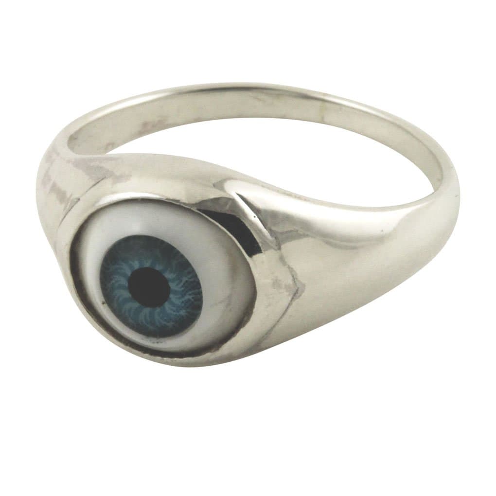 apop nyc"I C U Sterling Silver Blue Evil Eye Ring (Size 6-12)