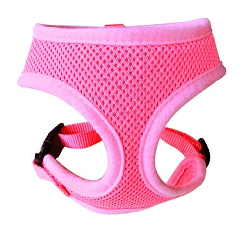 FUNPET Soft Mesh Dog Harness No Pull Comfort Padded Vest for Small Pet Cat and Puppy Pink S