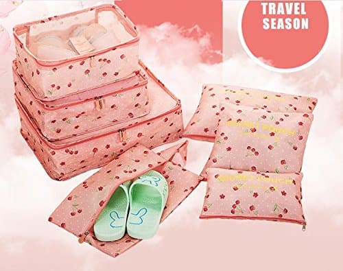 7 Set Waterproof Packing Cube 3 Travel Cubes + 3 Pouches+1 Shoe Bag for School Season