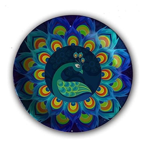Cyahi -Wall Plates Ceramic Decor with Hook for Hanging. 7" Diameter (Mandala)