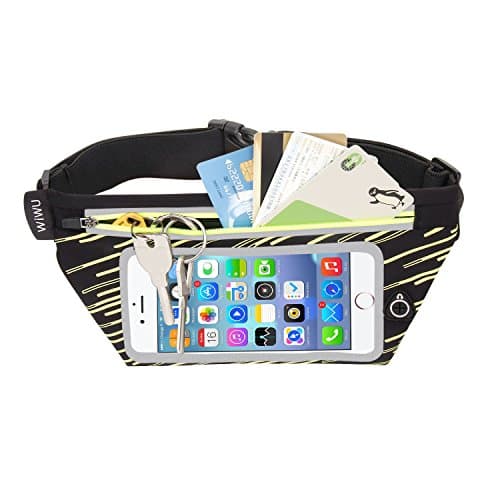 EKOOS Running Belt, Slim Waist Pack With Touchscreen Window Waterproof Waistband for Hiking Fitness, Runner Workout Belts iphone 8 Plus X/7/6/Galaxy S8 (5.5 inch) Black