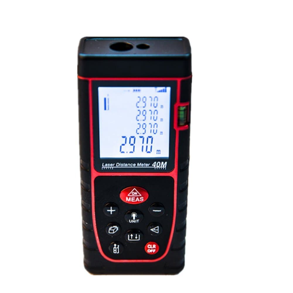 DAXGD Portable Digital Laser Distance Meter, Rangefinder 40m with Bubble Level, High Precision Measurement Range and Large Backlit LCD Display for Measuring Distance, Area and Volume