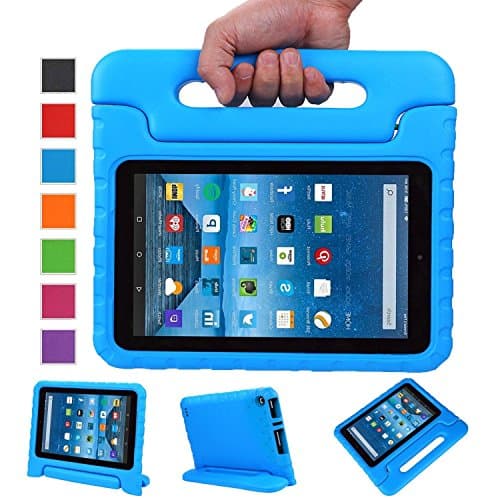 Fire 7 case,Fire 7 kids Case,Angel Center - Kids Shock Proof Convertible Handle Stand Light Weight Super Protective Stand Cover for Amazon Fire Tablet (7 inch Display, 2015 Release Only) (Light Blue)