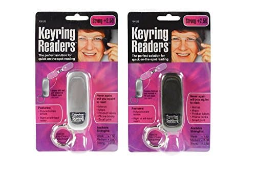 Keyring Accessory Optical Qualtly Magnifying Lenses Folding Pocket Sized Unisex Slim Design Three Strengths Black or Silver (+1.50, +2.0,+2.50) (Black/Silver +2.50)