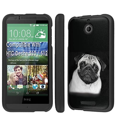 Htc Desire 510 / 512 Case, [NakedShield] [Black] Total Armor Protection Case - [Pug in Black and White] for Htc Desire 510 / 512