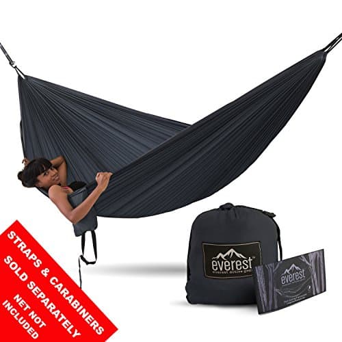 Double Hammock - Everest | Camping and Outdoors Hammock Tent Ripstop Nylon Diamond Weave Lightweight Ultra-Light Compact - Charcoal