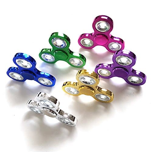 Spinnergy 6 Bling Metallic Fidget Spinners Multi Color Packs with Durable Fast Metal Bearing Stress Relief Hand Spin Toy