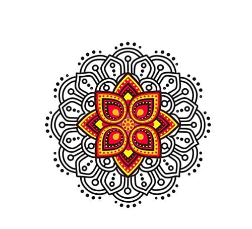 Rangoli Pattern Floor Sticker DIY Removal Vinyl Decal Multicolor Sticker for Home Decoration, 60 x 60 cm