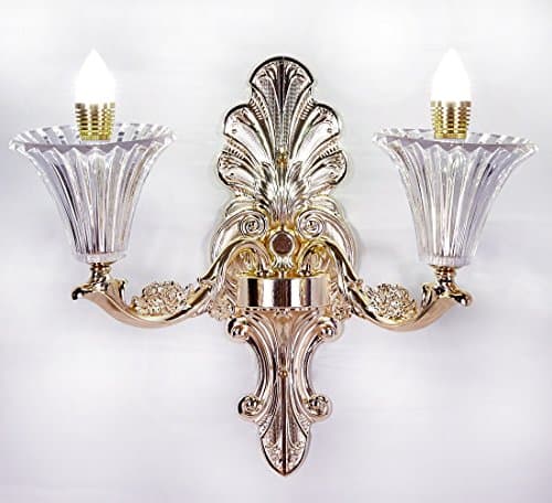 Top Lighting 2-Light Gold Finish Wall Sconce Lights Chandelier Wall Lamp with Glass Shade W16"xH16"