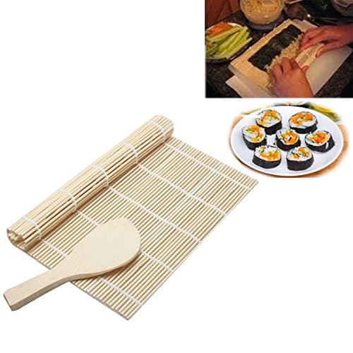 BambooWorx- Sushi Making Kit, 1 sushi rolling mats, 1 rice paddle, sushi rolling kit, 100% bamboo sushi mats and utensils