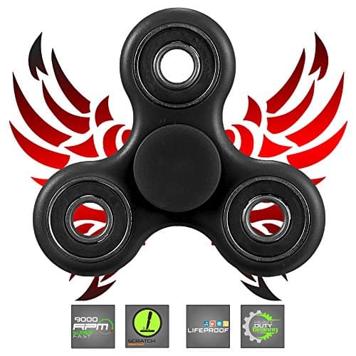 Spin Win Fidget Spinner - Super Fast Motion Anxiety and Stress Relief EDC/ADD/ADHD Focus Gadget For All - Non 3D Printed Durable Heavyduty Bearing Scratch Proof Coating - Comes with Pouch - Black