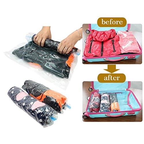 6-Pieces 50x70 cm Space Saver Bags,6 Pack Reusable Travel Storage Bags, No Vacuum or Pump Needed, 75% More Compression Home Storage and Travel Luggage (6, Medium-50x70 cm)